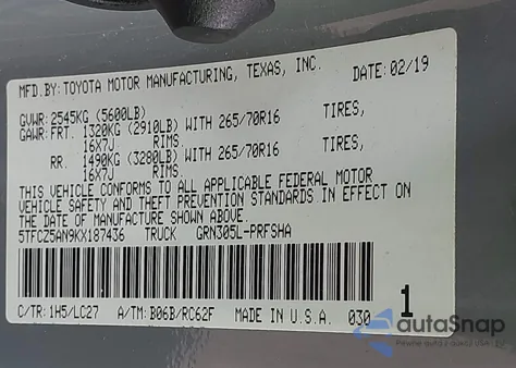 2019 Toyota Tacoma Trd Off Road from USA, damaged, VIN 5TFCZ5AN9KX187436